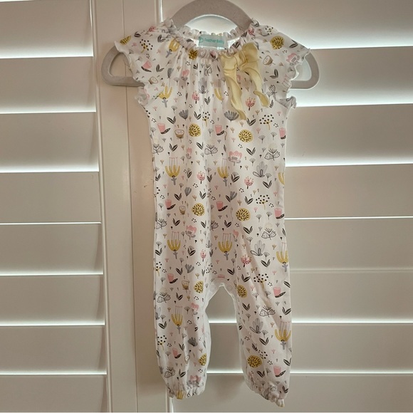 Feather Baby Floral Print Onesie with Bow White Multi Size 3-6 months - Picture 1 of 3